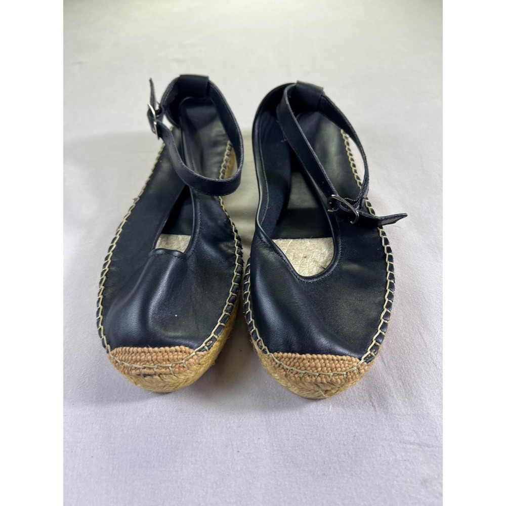 🍗 Chelcie's Closet💖Free People Black Leather Espadrille Ankle Strap  Size 41